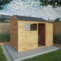 See more information about the Mercia 7' 10" x 6' 3" Reverse Apex Shed - Budget Dip Treated Overlap
