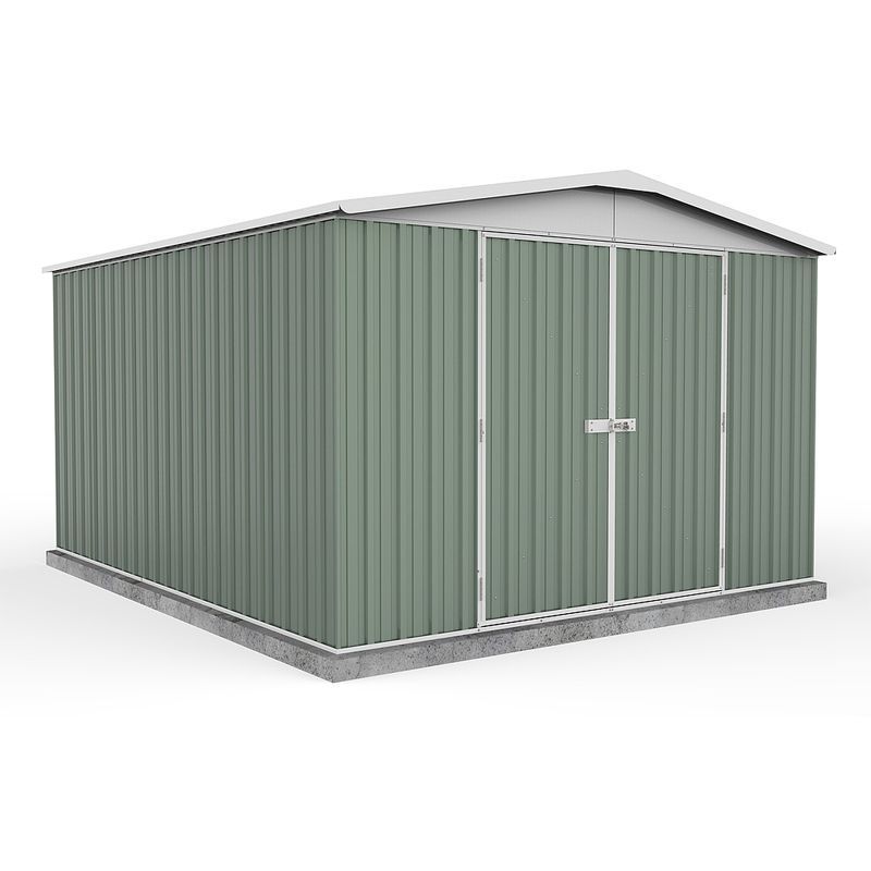 Absco 9' 10" x 12' Apex Shed Steel Pale Eucalyptus - Classic Coated
