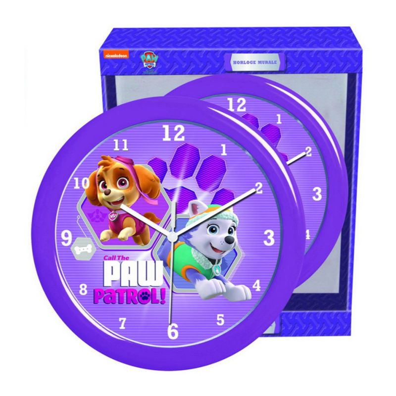 Paw Patrol Kids Bedroom Clock 26cm - Purple