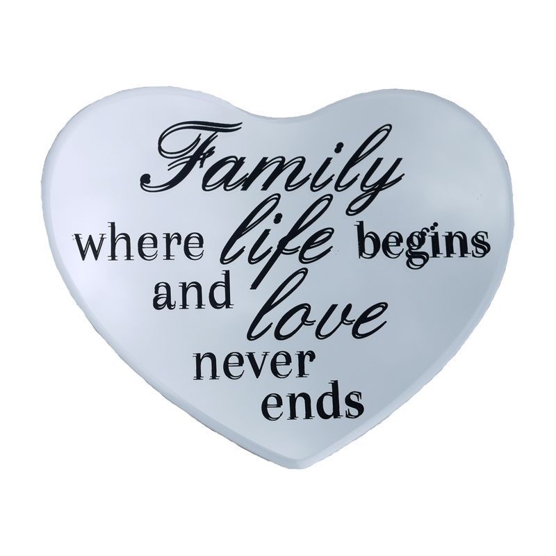 Mirror Heart  14x17cm (Family) With Black Hanging Ribbon