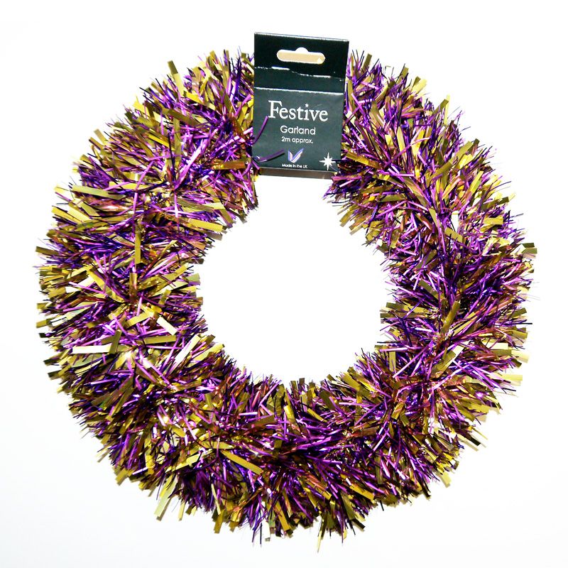 Tinsel  Wreath - Gold And Purple