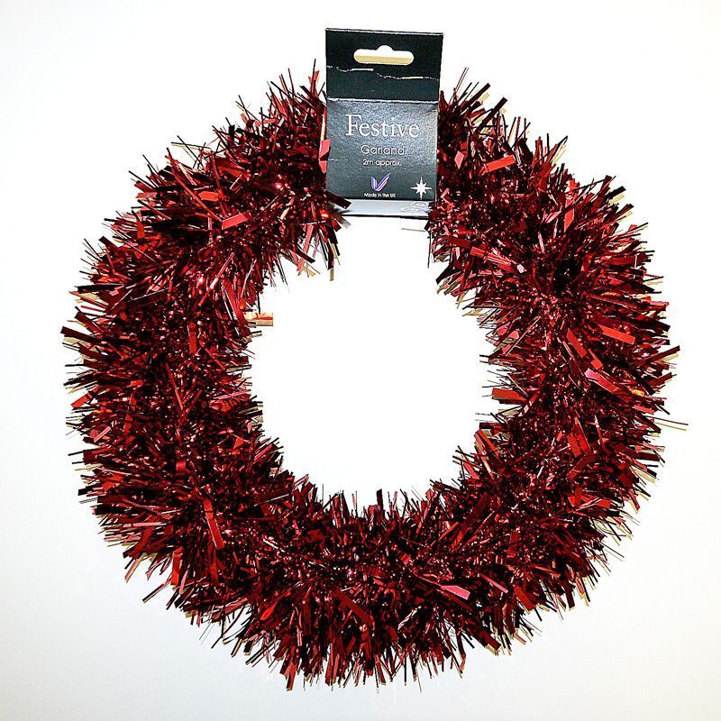Tinsel  Wreath - Red Plain Tinsel