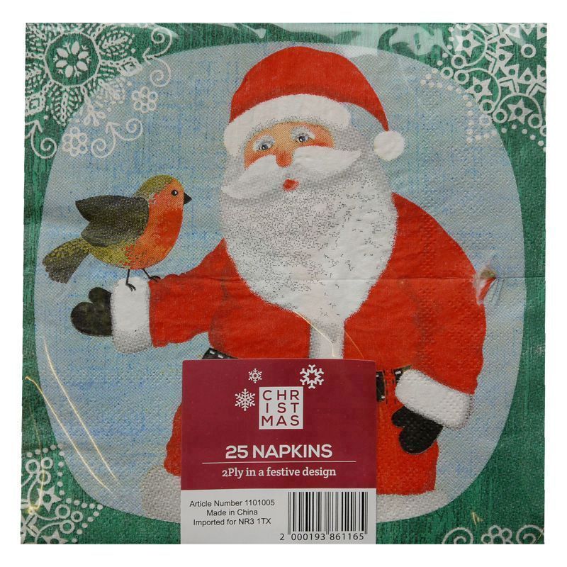 Christmas Lunch Napkin 25 Pack - Santa And Rudolph Design