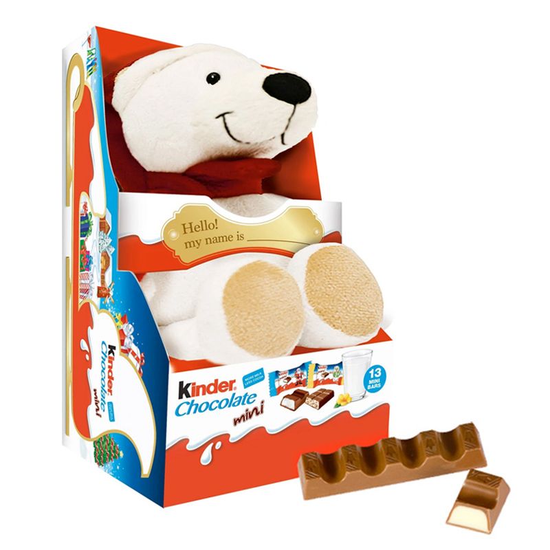 Kinder Polar Bear Fluffy Toy & Choclate Minis 73g