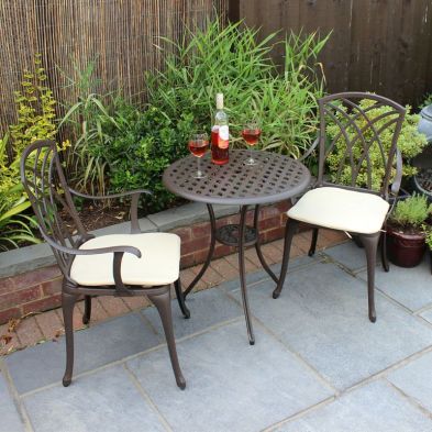 Product photograph of Essentials Garden Bistro Set By Wensum - 2 Seats Cream Cushions from QD stores