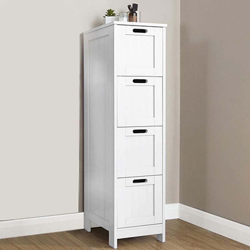 Colonial Tall Slim Chest of Drawers White 4 Drawers