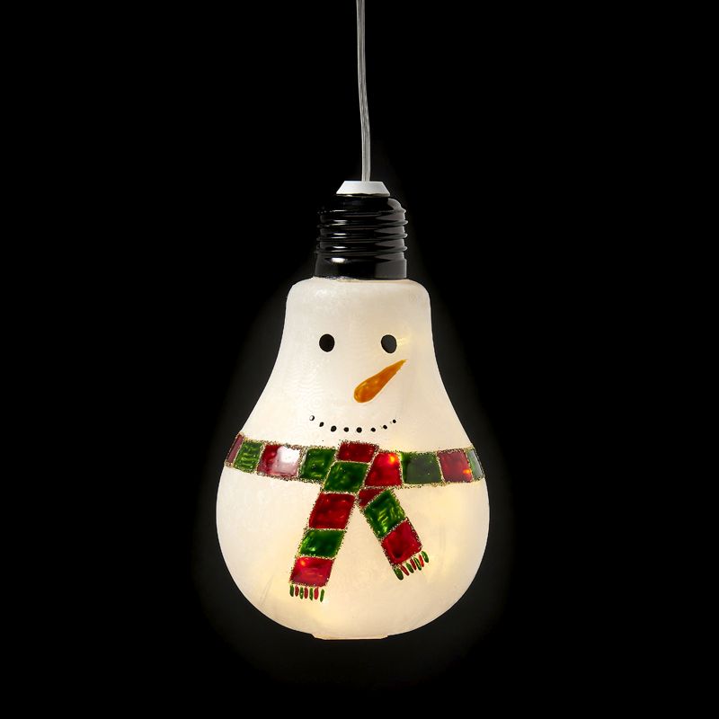 10 LED White Indoor Hanging Bulb Snowman Decoration Battery 8x13cm