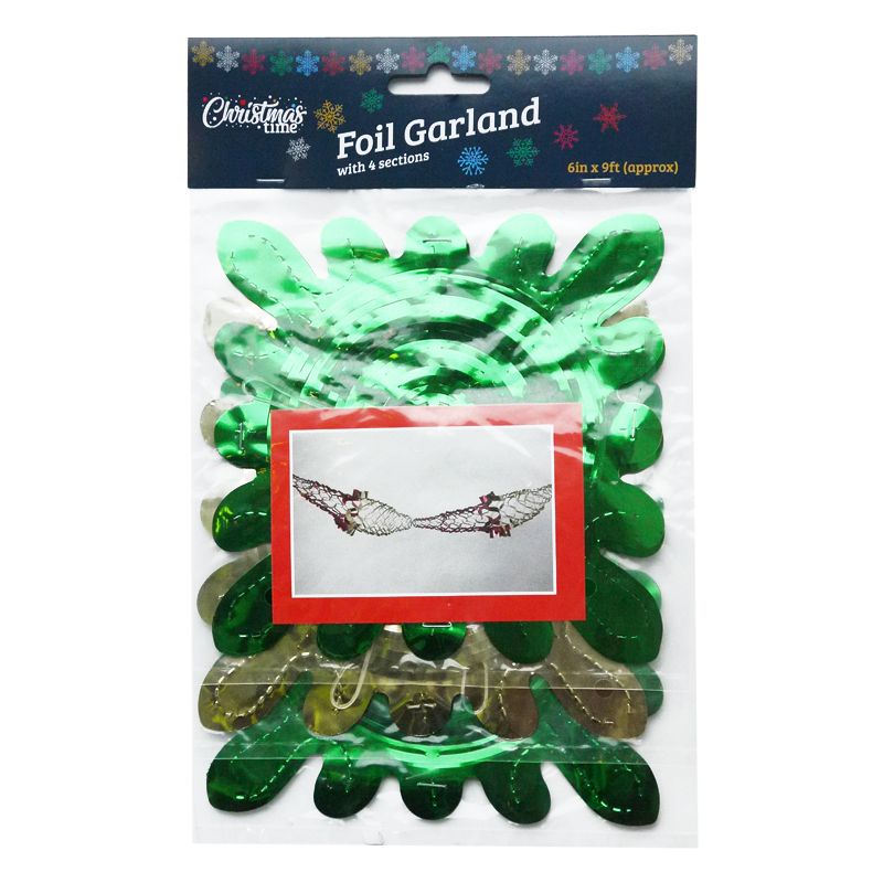 3 Pack Garland Christmas Decoration 6 Inch x 9 Foot Green & Gold