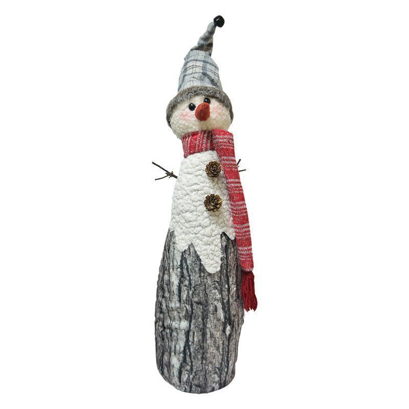Standing Snowman With Grey Checked Hat 23 Inch