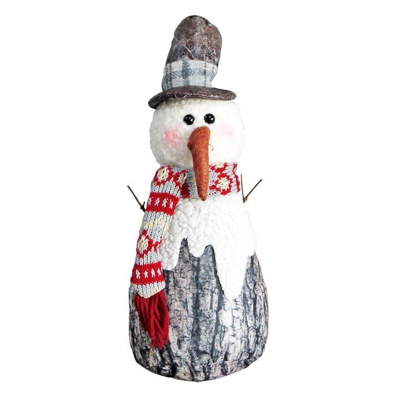 Standing Snowman With Brown Top Hat 14 Inch