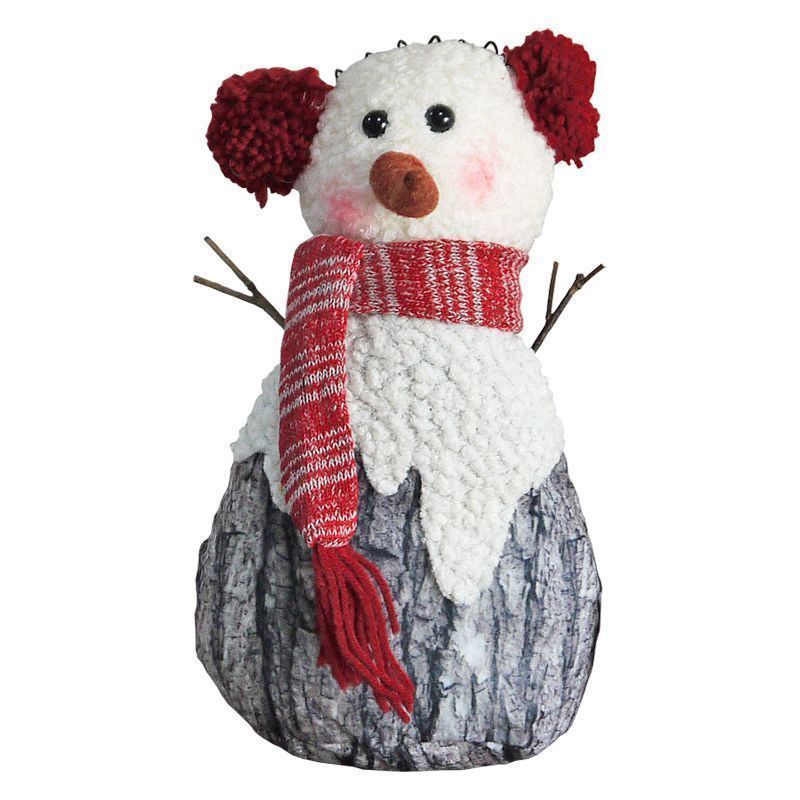 Standing Snowman With Red Ear Warmers 11 Inch