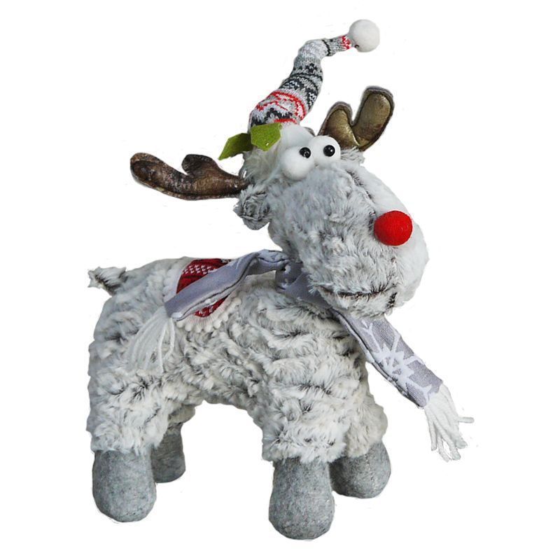 Reindeer With Grey Hat & Scarf 10 Inch