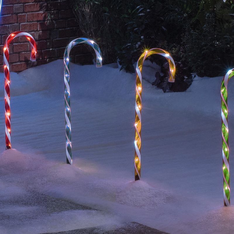 LED Multicolour 52cm Candy Cane Christmas Lights Set of 4