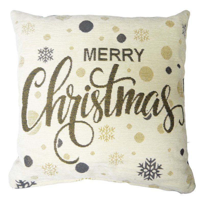 43x43cm Merry Christmas Text Tapestry Cushion