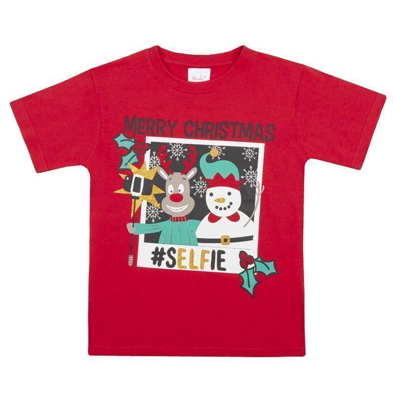 Xmas Print T-Shirt 7-8 Years - Merry Christmas Selfie