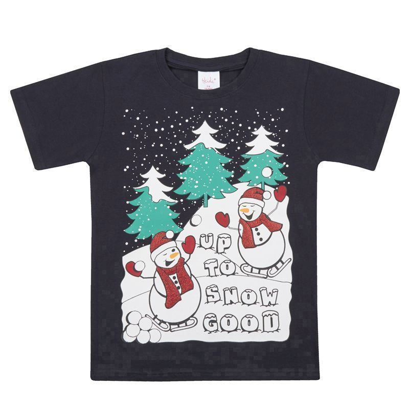 Xmas Print T-Shirt 7-8 Years - Up To Snow Good