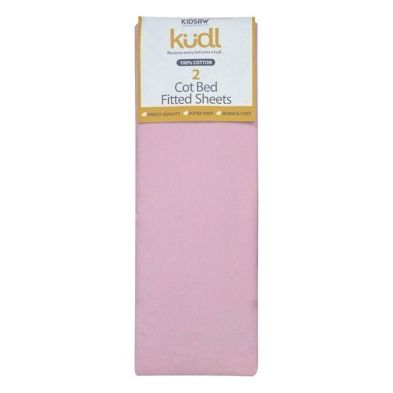 Product photograph of 2 Kudl Cot Bed Sheets Cotton Pink 2 X 5ft By Kidsaw from QD stores