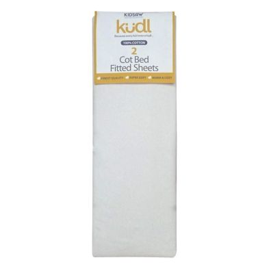 Product photograph of 2 Kudl Cot Bed Sheets Cotton White 2 X 5ft By Kidsaw from QD stores