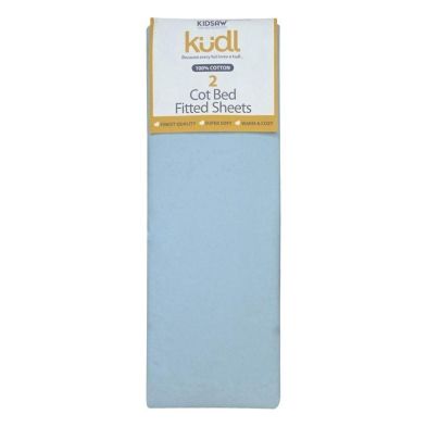 Product photograph of 2 Kudl Cot Bed Sheets Cotton Light Blue 2 X 5ft By Kidsaw from QD stores