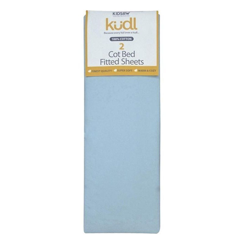 2 Kudl Cot Bed Sheets Cotton Light Blue 2 x 5ft by Kidsaw