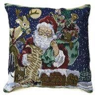 See more information about the 43x43cm Blue Santa On A Chimney Tapestry Cushion