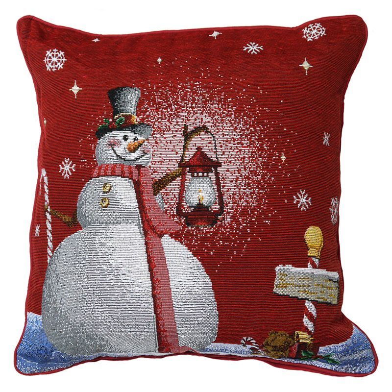 43x43cm Red Snowman Tapestry Cushion