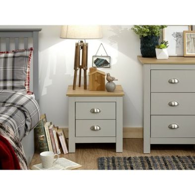 Product photograph of Lancaster Bedside Table Grey 2 Drawers from QD stores