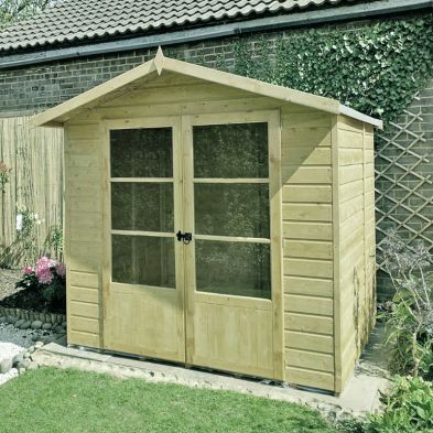 Product photograph of Shire Mumley Shiplap Pressure Treated Garden Summerhouse 7 X 5 from QD stores