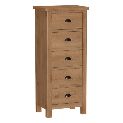 Product photograph of Rutland Tall Chest Of Drawers Oak Natural 5 Drawers from QD stores