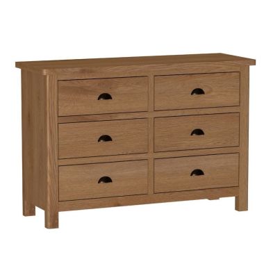 Product photograph of Rutland Large Chest Of Drawers Oak Natural 6 Drawers from QD stores