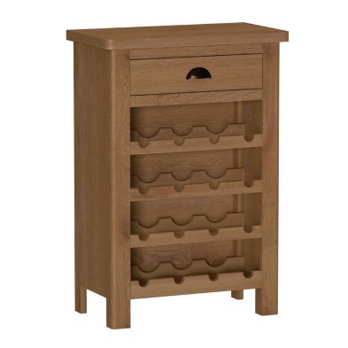 Product photograph of Rutland Wine Rack Oak Natural 4 Shelves 1 Drawer from QD stores