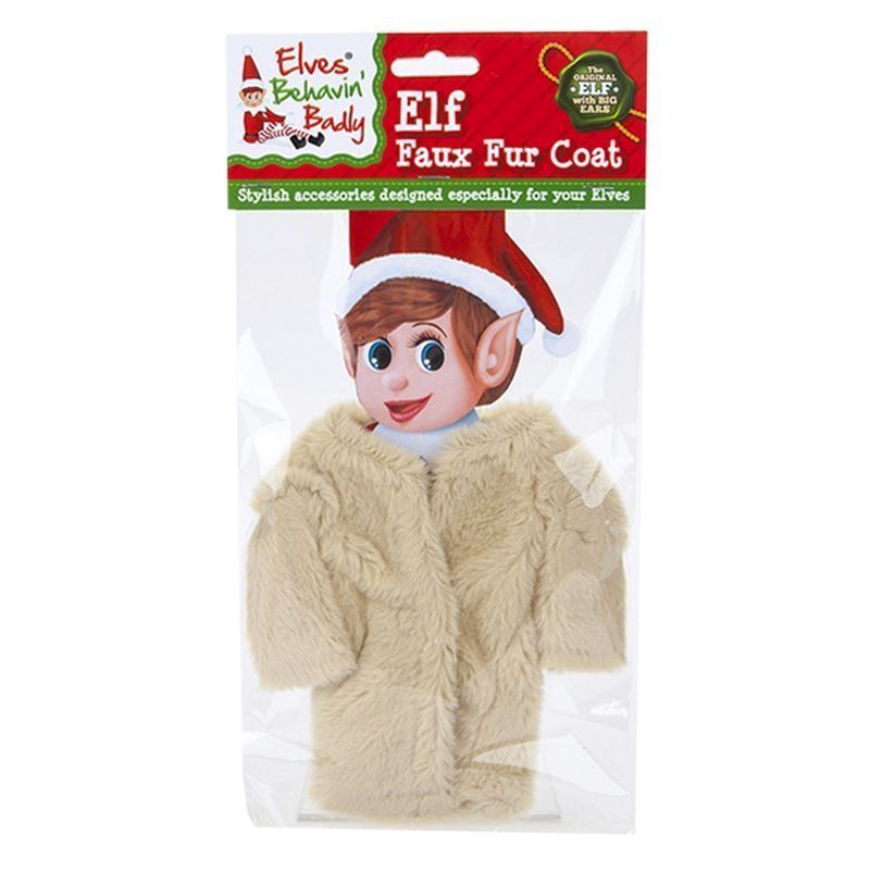 Elves Behavin' Badly Elf Size Faux Fur Coat Beige
