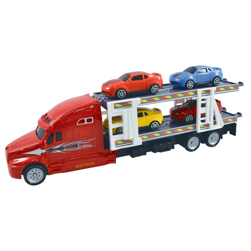 Team Power Transporter Truck With 4 Cars Red 30cm