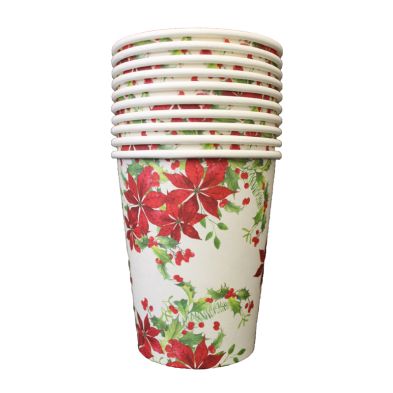 Christmas Paper Cup 10 Pack Flowers