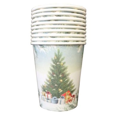 Christmas Paper Cup 10 Pack Tree Presents