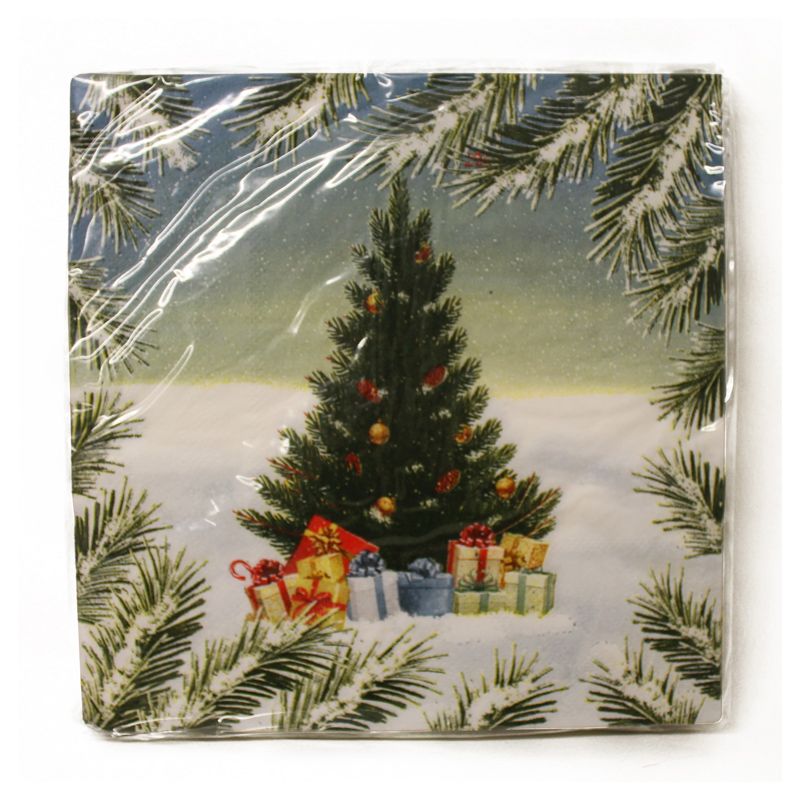 Christmas Lunch Napkin 25 Pack - Tree Presents
