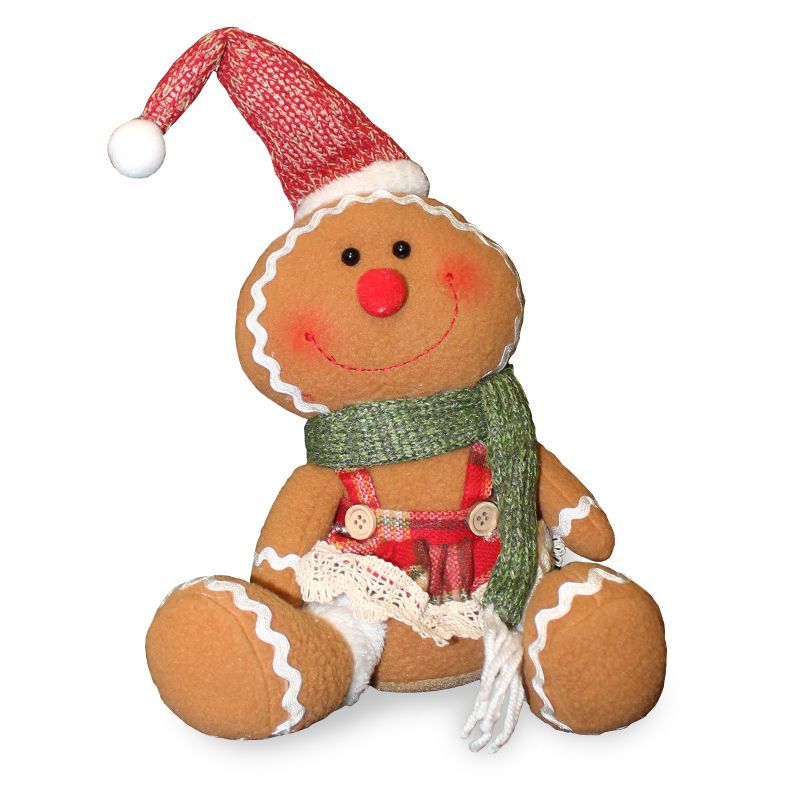 Sitting Gingerbread Figure 11 Inch - Santa Hat