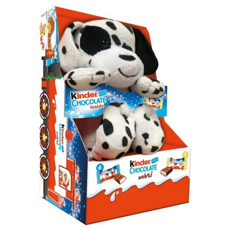Kinder Black & White Fluffy Dog Toy & Chocolate Minis 73g