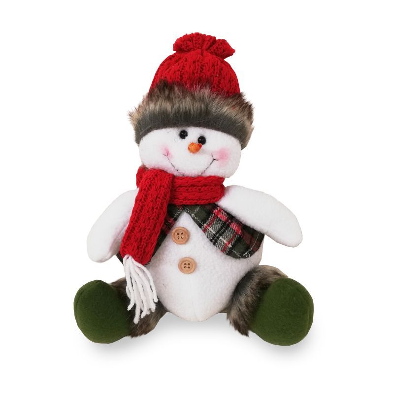 Sitting Snowman Character - Red Hat
