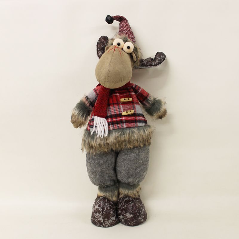 19 Inch Standing Reindeer - Red & Grey Hat