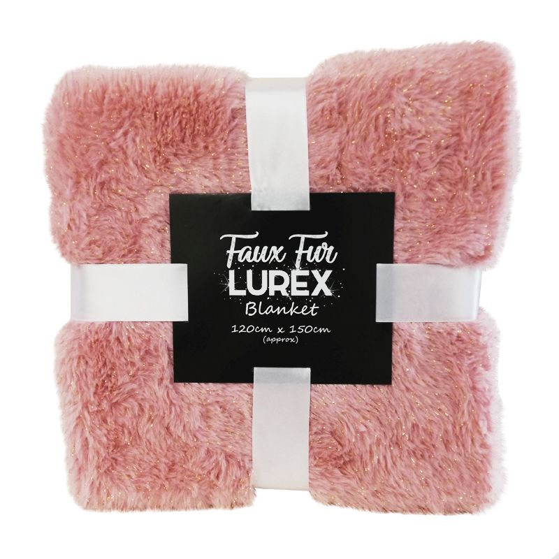 Faux Fur Lurex Blanket 120 x 150cm - Pink