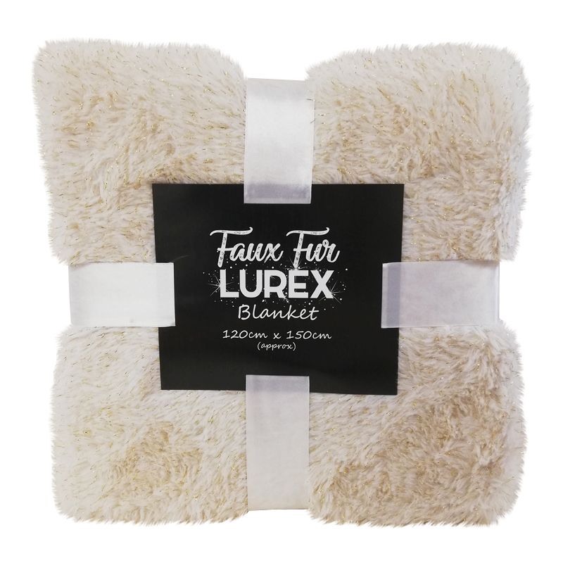 Faux Fur Lurex Blanket 120 x 150cm - Cream