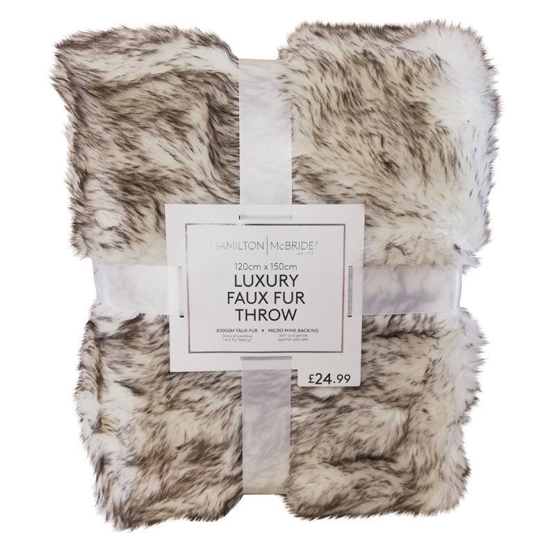 Hamilton McBride Luxury Faux Fur Throw 120 x 150cm - White
