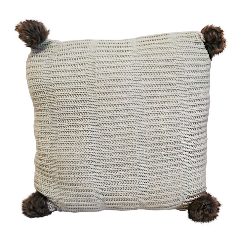 Hamilton McBride Knitted Pom Cushion 50 x 50cm - Cream