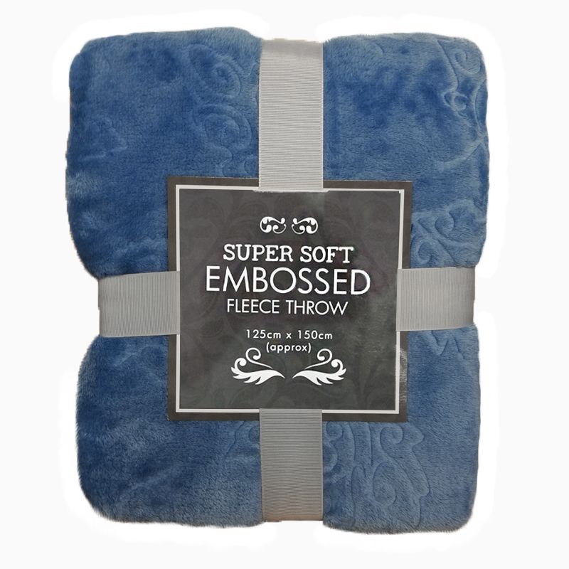 Super Soft Embossed Fleece Throw 125 x 150cm - Blue Floral