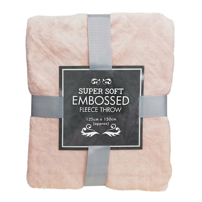 Super Soft Embossed Fleece Throw 125 x 150cm - Pink Diamond