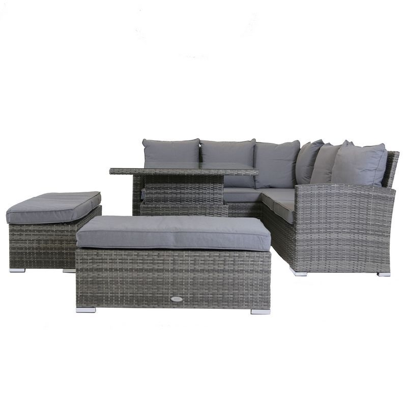 Classic Rattan Garden Corner Sofa by Wensum - 5 Seats Grey