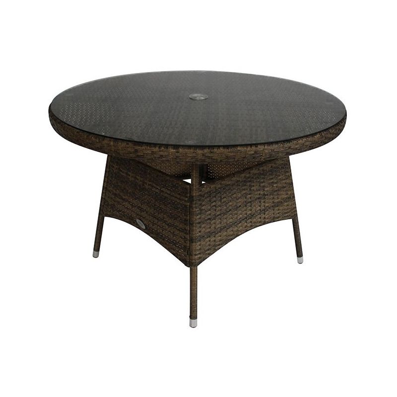 4 Seater Round Rattan Dining Table, Round Rattan Garden Table With Glass Top