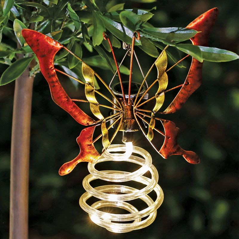Bright Garden Solar Powered Metal Hanging Butterfly Light