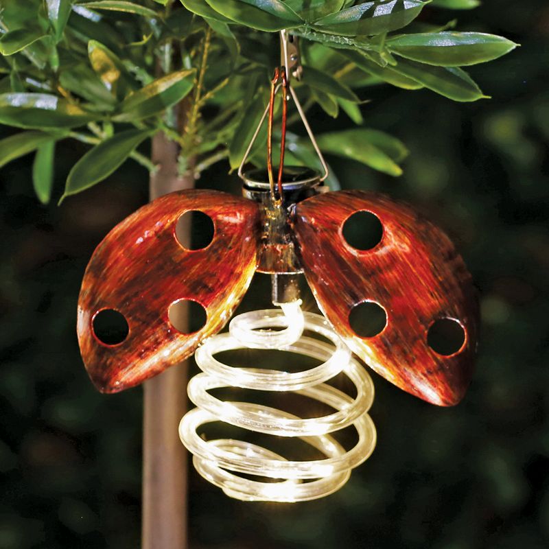 Bright Garden Solar Powered Metal Hanging Ladybird Light